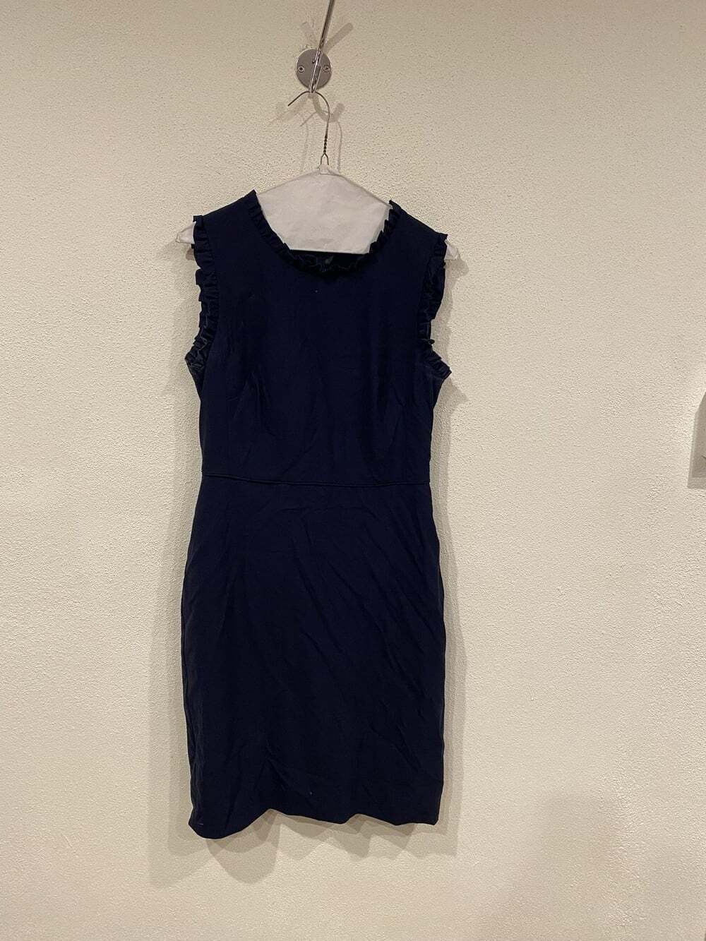 J.Crew Dress Womens 6 Blue Sleeveless Ruffle Sheath Knee Length Workwear